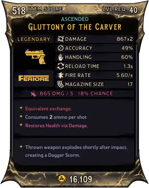Gluttony • TTWL – Legendary Pistol | Lootlemon